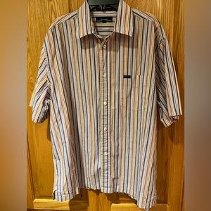 Faconnable Men's Multi-Color Striped Short Sleeve Button-Down‎ Shirt Size Large